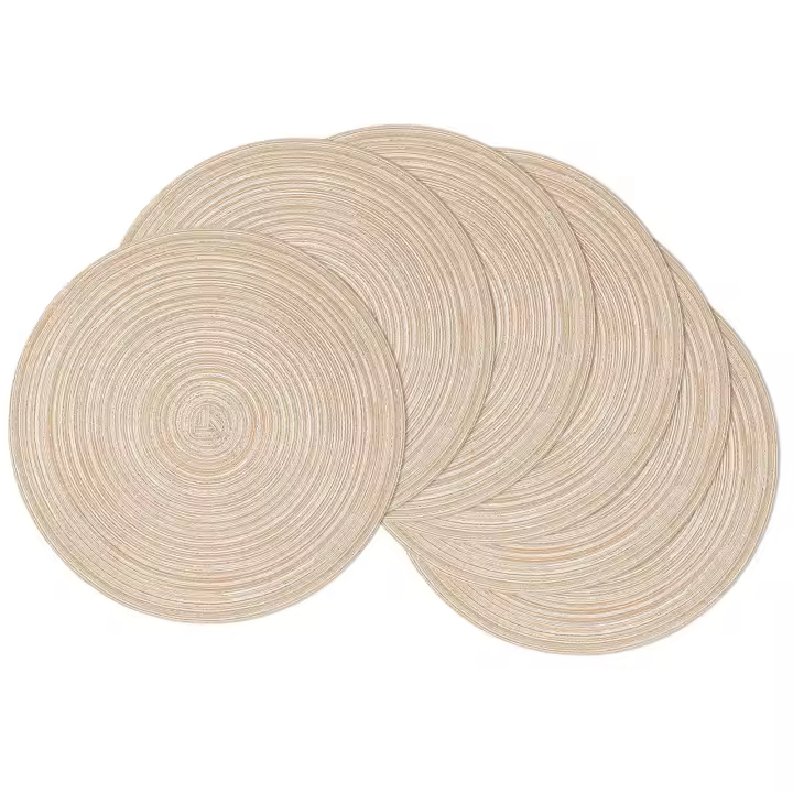 Juego de 6 manteles individuales de 38 cm, vestidos, lavables, resistentes al Calor, para Cocina y comedor (beige). - 1