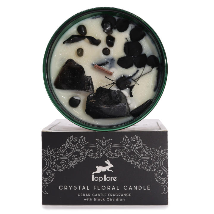 Viva Esencia – Vela mágica con flores secas y gemas naturales para meditación y equilibrio emocional, aromaterapia con fragancia cálida, diseño decorativo exclusivo – El Caballero de Espadas – Colección Hop Hare – Marca Ancient Wisdom