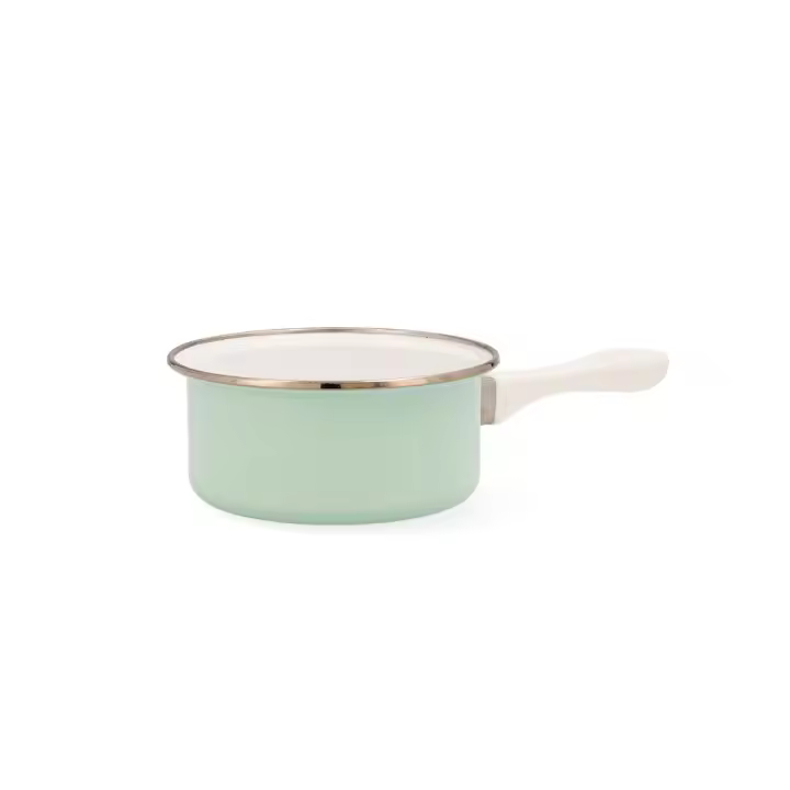 Cazo acero esmaltado verde y blanco Quid Cocco – 14, 16 y 18 cm – Apto para inducción y todo tipo de fuego - Apto lavavajillas - 1