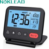 Reloj De Alarma Digital NOKLEAD Para Viaje Pequeño Con Pantalla LCD Luz Alba Fecha Temperatura Sono 12/24H Fin De Semana Para Dormitorio Y Oficina - details 0