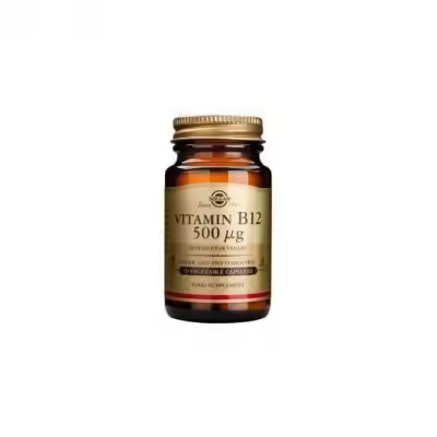 Vitamina B12 de 500 μg (500 mcg) Cianocobalamina en Capsula Vegetal de Solgar - 1