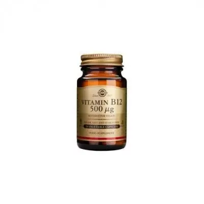 Vitamina B12 de 500 μg (500 mcg) Cianocobalamina en Capsula Vegetal de Solgar - 1