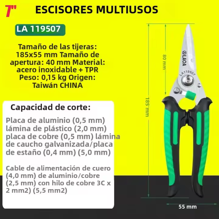 Tijeras Multifuncionales De Acero Inoxidable LAOA Con Bloqueo De Seguridad Herramienta De Desnudo Para Electricianas Y Uso Doméstico - 1