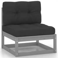 vidaXL Set de muebles de jardín 2 pzas con cojines madera pino Natural, Blanco, Gris Conjunto Terraza Muebles Jardín Exterior Juego de Muebles de jardín Mueble Jardín Exterior Muebles de Salon Exterior - details 2
