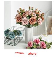 7 Ramas De Flores Artificiales Con Hierba Plástica Para Decoración De Boda Hogar Jardín Vaso Fotografía Interior Bonsái Plantas Falsas - details 3