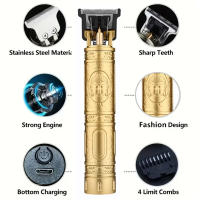T9 Afeitadora De Cabello Vintage Para Hombres Máquina Profesional De Corte De Barba Sin Cable Para Uso Doméstico Y Viajes Afeitadora Eléctrica - details 0