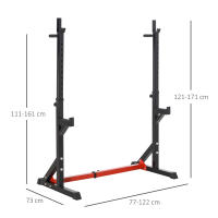 HOMCOM Soporte Ajustable para Barras de Pesas Estante Soporte Multifuncional para Ejercicios en Hogar y Oficina Carga 150 kg Altura Regulable de 121-171 cm Negro y Rojo - details 2