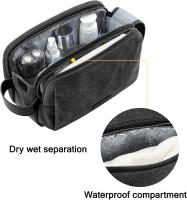 Neceser para hombre, Organizador de artículos de tocador de viaje de Lona, Bolsa de afeitar impermeable para accesorios de ASEO, Negro - details 1
