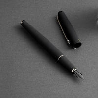 HongDian 517D Pluma Fuente De Tinta Mate Negra Con Clip De Plata Y Punta Curva EF F Para Escuela Y Oficina Suministros De Papelería Regalos - details 3