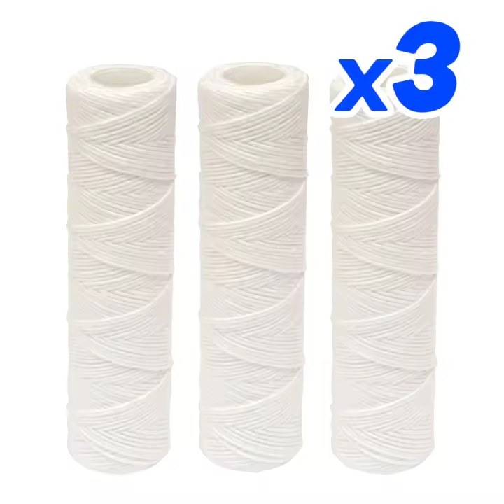 Pack de 3 filtros de partículas agua potable | Recambio filtro de hilo bobinado 10"  25cm | Suministros Castro - 1