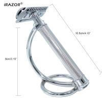 iRAZOR Afeitadora De Seguridad Clásica Pesada En Acero Inoxidable Con Doble Cuchilla Para Hombres Eliminación De Vello Wet Shaver 10 Hojas Para Cara Y Cuerpo - details 1
