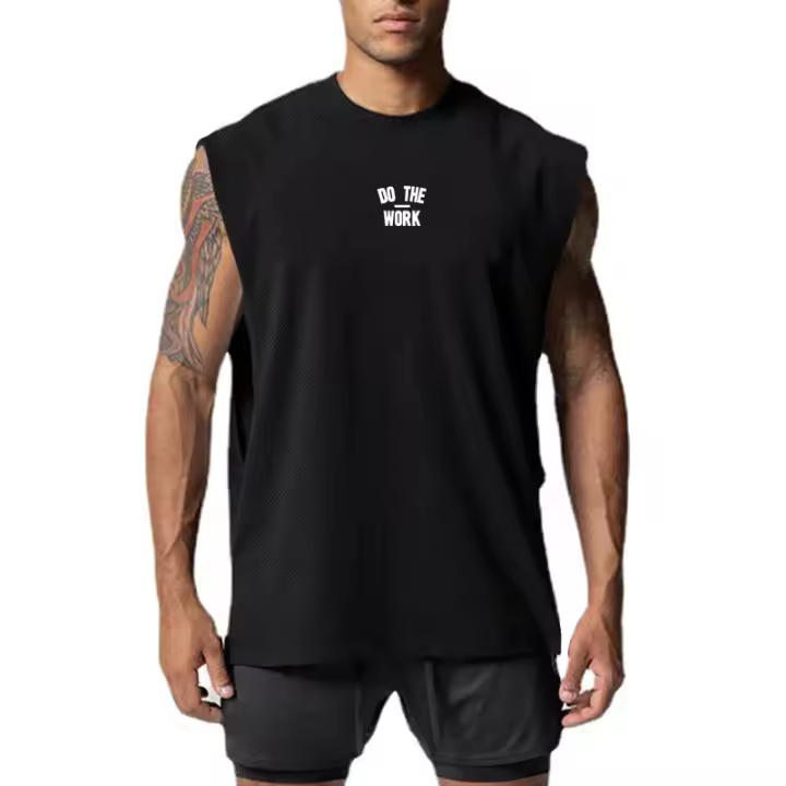 New Casual Sport Sleeveless Mesh Vest Men Gym Bodybuilding Workout Fitness Tank Tops Muscle Singlet Breathable Quick Dry T-shirt - 1