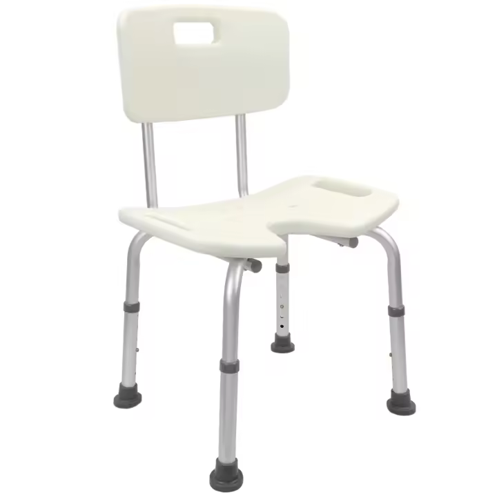 Silla de ducha antideslizante regulable en altura para personas mayores con orificio - PrimeMatik - 1