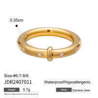 Anillo Compacto Clásico De 18K Dorado Y Acero Inoxidable Para Hombres Anillo Adhesivo Con Diamantes Resistente Al Agua Joyería De Alta Calidad - details 5