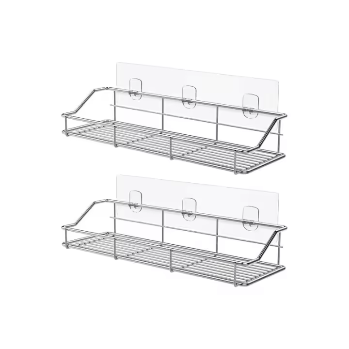 Juego de 2 carritos de ducha de acero inoxidable SUS304, sin estantes de perforación para baño - 1