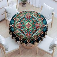 Mantel Redondo De Poliéster Con Patrón Bohemio Impermeable Para Mesa De Comedor Circular Colorido Para Exterior Y Interior Hogar - details 6