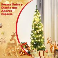 Árbol de Navidad Artificial Fina Estrecha, Árbol de Navidad Slim Artificial Abeto Fino de Hoja Espumillón 150cm 180cm 210cm Arboles con Soporte Metálico, Arbol Economico, Arbol Alta, Arbol Navidad Resistente con Hojas PVC, Verde Oscuro - details 3