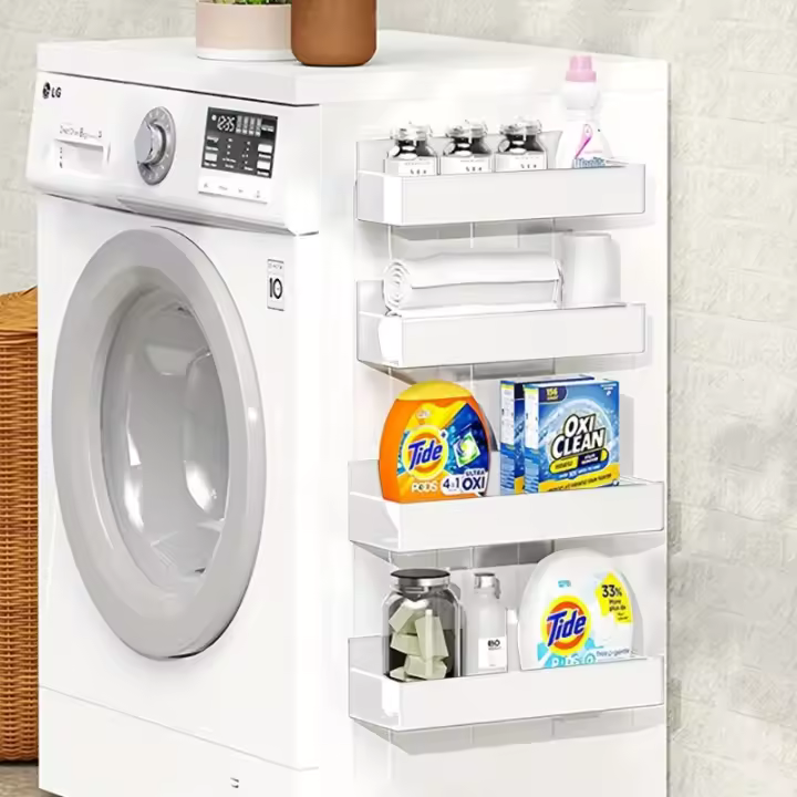 Juego De Estante De Almacenamiento Magnético Para Nevera Organizador De Pared No Perforado Resistente Montaje En Superficies Metálicas Para Cocina Y Lavandería - 1