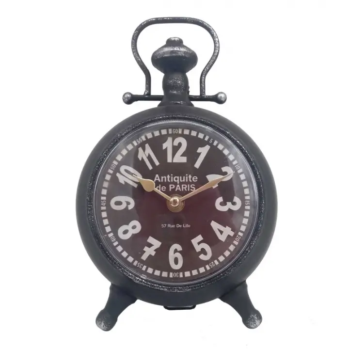 SIGNES GRIMALT Reloj Vintage Negro de Metal | Sobremesa Decorativo 26x9x17cm - 1
