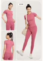 Ropa deportiva para exteriores, adelgazante, fitness, running, mallas absorbentes de sudor, tops de yoga, camisetas de manga corta, ropa de yoga para mujer - details 12