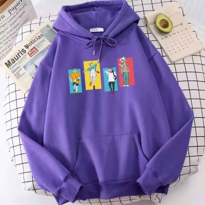  Sudadera De Manga Larga Para Hombre Jujutsu Kaisen Manga Anime Print Fleece Cuello Alto Con Bolsillo Estilizado Para Otoño E Invierno Moda Harajuku Cálida - 1