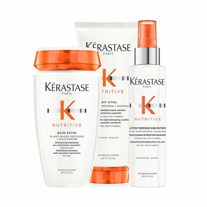 Pack Kérastase Nutritive – Bain Satin 250ml + Lait Vital 200ml + Lotion Thermique Sublimatrice 150ml – Cabello Normal a Seco