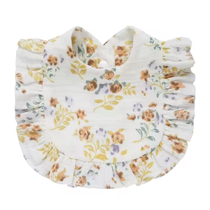 Bib Floral Para Bebé Niño Y Niña Algodón Neutral Para Masticar Y Llorar Estilo Moda Rango De Edad 0-1Años Paño De Ensechar Y Bib Para Recién Nacido - 1