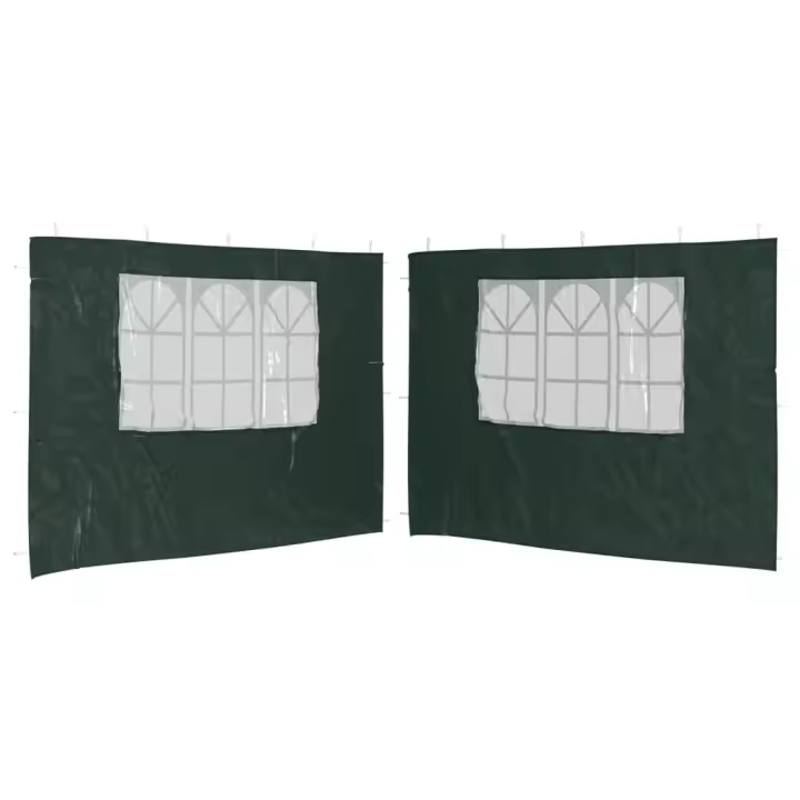 vidaXL Paredes laterales de carpa de fiesta con ventana 2 uds PE verde - 1