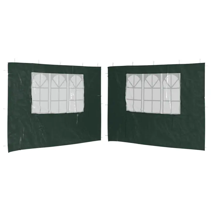 vidaXL Paredes laterales de carpa de fiesta con ventana 2 uds PE verde - 1