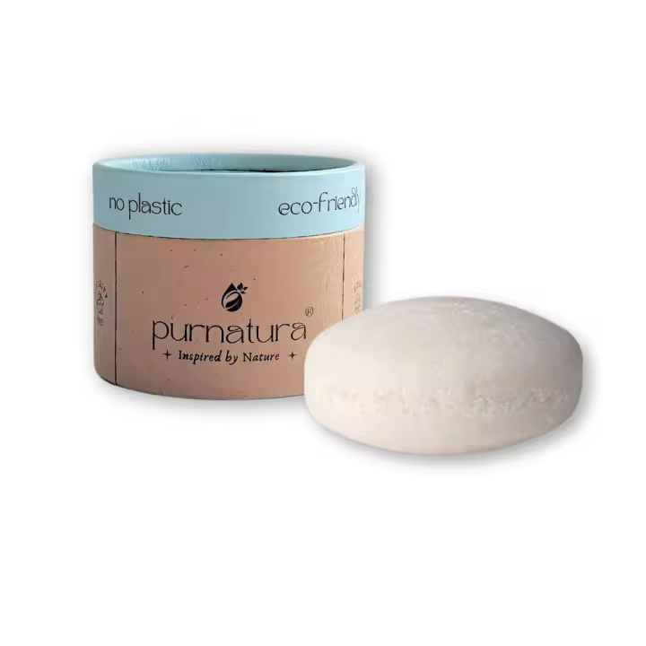 Champú Sólido Natural Purnatura de Coco, Hidratación Intensiva para Pelo Seco, Sin Sulfatos, Sin Parabenos, Vegano y Sostenible, 60g - 1