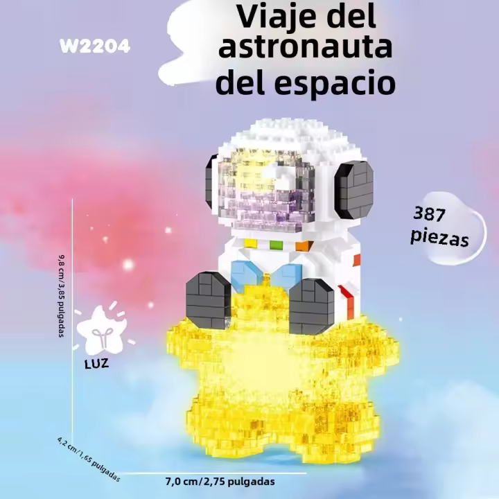 Bloques De Construcción Micro Astronauta Traje De Espacio Con LED Juguetes Para Niños Fomentan El Conocimiento Espacial Desarrollo Cognitivo - 1