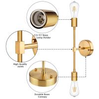 Lámpara De Pared Dorada Para Interiores E27 Decoración De Muebles Iluminación Para Pasillo Dormitorio Instalación De Montaje Incluye Bombilla Dimmer Y Dispositivo Inteligente - details 2