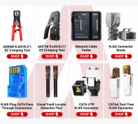 Set De Herramientas De Reparación De Enlaces AMPCOM RJ45 Con Prueba De Red Y Cortador De Cable 12 En 1 Incluye Conectores RJ45 RJ11 Herramienta De Punchedown Para Cable Ethernet - details 0