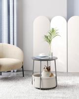 Mesa Auxiliar Redonda con Cesta de Tela - Espaciosa Mesa Lateral para Salón, Dormitorio o Mesita de Noche, Estilo Moderno, Disponible en Varios Colores - details 23