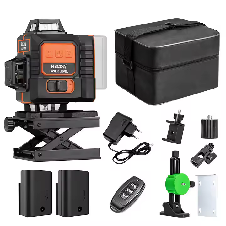 HILDA Láser Verde 4D 16H - Autonivelante IP54 con Batería, 360° 65ft/200ft para Construcción/Decoración y Receptor LR-6RG - 1