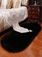 Carpetas De Oveja Imitación Negras Y Ovaladas Para Sala De Estar Y Habitaciones Antideslizantes Y Resistente Al Desvanecimiento Alfombra De Acrylic Para Decoración Del Hogar - details 2