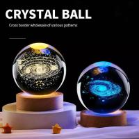 Lámpara De Noche LED En Forma De Galaxia Cristal Bola 3D Luces De La Luna Y Planetas Para Decoración De Habitación Regalo De Navidad - details 3