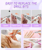 Máquina De Uñas Recargable 45000RPM Bajo Ruido Portátil Herramienta De Manicura Con Linterna Y Accesorios Para Salón De Belleza - details 5