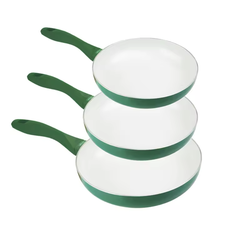 Lifestyle Lote 3 Sartenes Gold eco  | 18 cm + 22 cm + 26 cm | Aluminio | Antiadherente ceramico | Sarten Ecologico | Válida para inducción y todo tipo de fuegos | Libre de PFOA y PTFE | Mango tacto silicona - 1