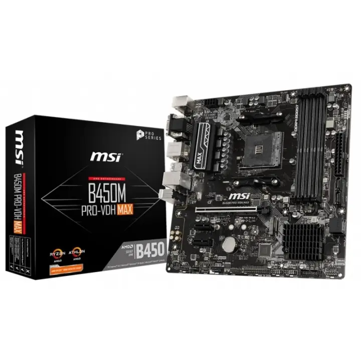 MSI Placa Base B450M PRO-VDH MAX AM4 - 64GB DDR4 - Soporte Ryzen 1ª, 2ª y 3ª Generación - Matx - 1