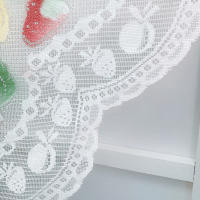 Cortina De Encaje Blanca Nórdica Con Patrón De Frutas Media Para Cocina Y Café Valance Para Ventana Pequeña Baño Estilo Pastoral - details 4