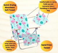 SusggO - Toalla Funda Silla Playa Plegable 150x73cm 240gsm – Toalla ANTIARENA - Toalla Playa Grande Ajustable Silla Playa –Toalla Microfibra Secado rapido Absorbente Piscina (FLAMENCOS) - details 1