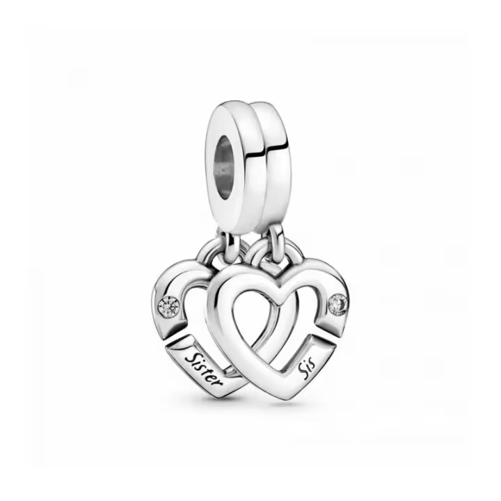 Charm Colgante en plata de ley Hermanas Unidas Corazones Divididos - 799538C01 - 1