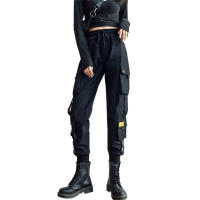 Pantalones De Cargo Negros Para Mujer Casual High Waist Holgados Estilo Hip Hop Punk Pantalones Cortos De Calle Coreanos Para Mujer - details 3