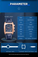Reloj De Pulsera Deportivo Militar MEGIR Para Hombre Cronógrafo Cuarzo Rectangular Correa De Cuero Resistente Al Agua Y Shock - details 3