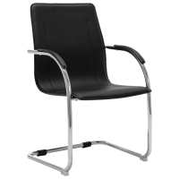 vidaXL Silla de oficina voladiza de cuero sintético negra en color Negro/Blanco | cómodas modernas ergonómicas para comedor cocina salón hogar - details 0