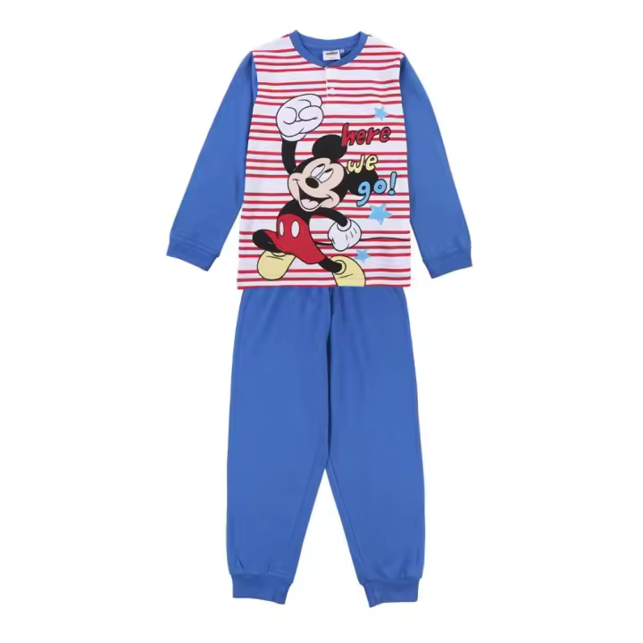 Pijama Manga Larga Mickey Mouse Here We Go! Azul - 1