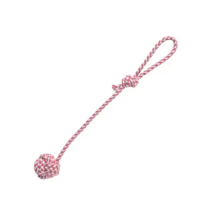 Juguete para perros Pelota con tirador doble nudo rosa  45cm Arquivet - 1