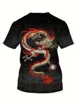 Camiseta De Manga Corta Para Hombre Estilo Casual Verano Streetwear Diseño De Dragón 3D Impresión Poliéster Algodón Micro Estirado Top - details 1