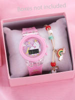 Reloj Electrónico De Color Unicorno Para Niños Con Pulsera Luminosa Y Multifuncional Resistantes Al Agua Estilo Casual Para Estudiantes - details 1